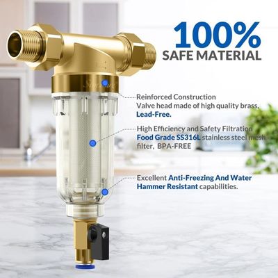Bộ lọc có thể xả được 40 Micron Bộ lọc trước nước cho ngôi nhà