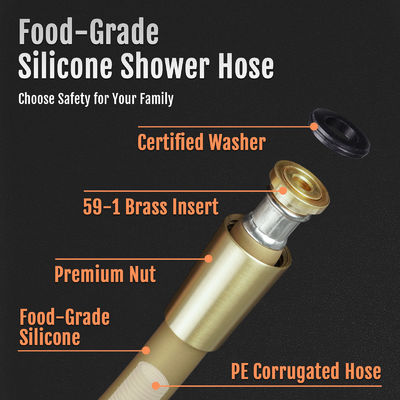 Ứng dụng ống vòi sen silicone cấp thực phẩm cho đầu vòi sen cầm tay, mở rộng ống vòi sen đầu vòi sen không bị cong