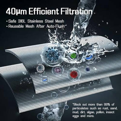 Smart Timer Auto Backwash Water Pre Filter với 40-300μm Filter Rating SUS 316L Stainless Steel Mesh và Tốc độ dòng chảy 6T / H