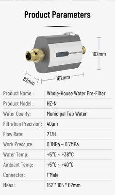 Bộ lọc trầm tích toàn nhà HZ-N với độ chính xác lọc 40 µm và lưu lượng 7 m³/h