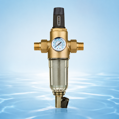 BriskSpring toàn bộ bộ nhà bộ lọc nước bằng tay với 40 micron thép không gỉ lưới tích hợp máy đo áp suất và Premium H59-1 đồng kết nối