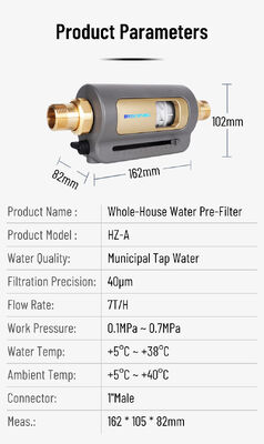 BriskSpring HZ-A 7 T / H 40 Micron Toàn bộ nhà Sediment Pre Filter với 360 độ Động cài đặt