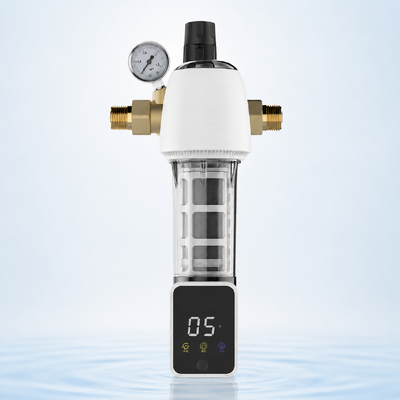 BriskSpring F3-W1-BS Bộ lọc cặn lắng xoay cho toàn bộ ngôi nhà với lưới thép không gỉ SUS316L lọc 40 micron và đồng hồ đo áp suất tích hợp